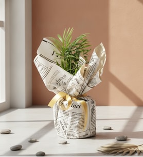 Gri Gazete Buketli Polimer Saksıda Chamdora Elegans