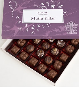 Mutlu Yıllar Desenli & Sütlü Fındıklı Gurme Lezzetler