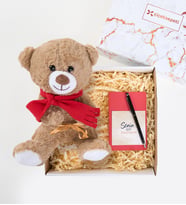 Kırmızı Defter ve Peluş Ayıcıklı Hediye Kutusu
