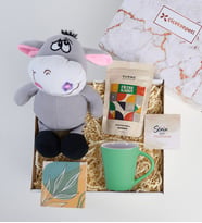 Peluş Eşek, Kupa ve Filtre Kahveli Hediye Kutusu