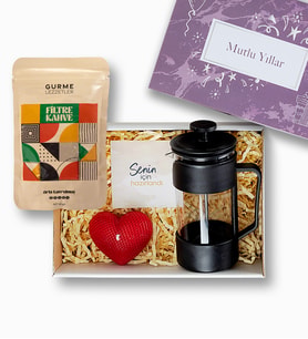 French Press ve Kahveli Mutlu Yıllar Hediye Kutusu