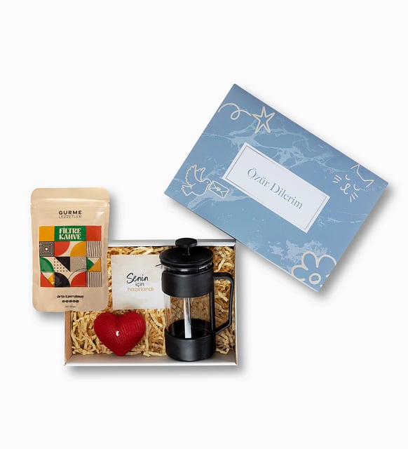 French Press ve Kahveli Özür Dilerim Hediye Kutusu