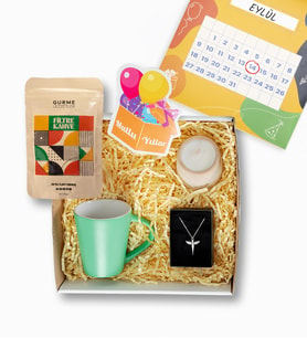 Beton Mum & Filtre Kahveli Kişiye Özel Takvimli Set