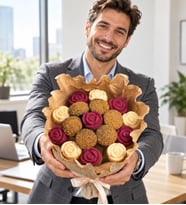 Lotus Biscoff® ve Gül Desenli Kek Buketi