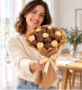 Muz ve Kakao Aromalı Gül Kek Buketi