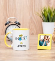 Endüstri Mühendisi Sarı Kupa Bardak ve Sarı Mini Fotoğraf Çerçevesi