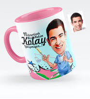 BK Gift Kişiye Özel Bay Diş Hekimi Karikatürlü Pembe Kupa Bardak  4