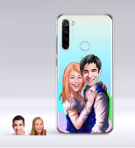 BK Gift Kişiye Özel Sevgililer Karikatürlü Xiaomi Redmi Note 8 İnce Şeffaf Silikon Telefon Kapağı-40 (Beyaz)