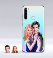 BK Gift Kişiye Özel Sevgililer Karikatürlü Xiaomi Redmi Note 8 İnce Şeffaf Silikon Telefon Kapağı-40 (Beyaz)