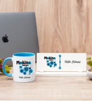 Makine Teknisyeni Mavi Kupa Bardak Ve Masa İsimliği Hediye Seti