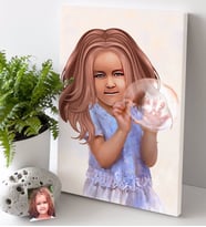 BK Gift Kişiye Özel Kız Çocuk İllüstrasyon Tasarımlı Kanvas Tablo 30x50cm-2