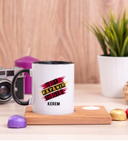 8 De Kapanır 18 De Taraftar Ahşap Altlıklı Mumlu Siyah Kupa Bardak