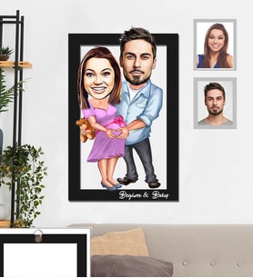 Kişiye Özel Sevgili Karikatürlü 3D Ahşap Tablo 30x47  Model 13