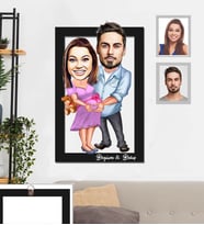 Kişiye Özel Sevgili Karikatürlü 3D Ahşap Tablo 30x47  Model 13