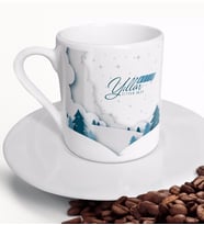 BK Gift Kişiye Özel İsimli Yılbaşı Mutlu Yıllar Türk Kahvesi Fincanı-26 (Beyaz)