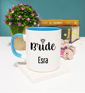 Bride Gelin Tasarımlı Kişiye Özel Bride Gelin Kupa Bardak Mavi