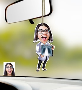 BK Gift Kişiye Özel Bayan Radyoloji Uzmanı Karikatürlü Ahşap Araba Dikiz Ayna Süsü (Çok Renkli)