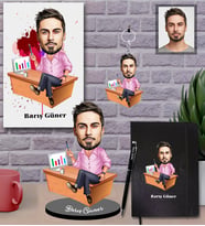 Kişiye Özel Patron Karikatürlü 5 li Hediye Seti Bay-13