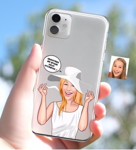 BK Gift Kişiye Özel Bayan Kolay Yetişmiyor Karikatürlü iPhone 11 İnce Şeffaf Silikon Telefon Kapağı-6 (Beyaz)