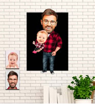 Kişiye Özel Babalar ve Kızları Aile Babalar Günü Hediye Karikatür Ahşap Tablo