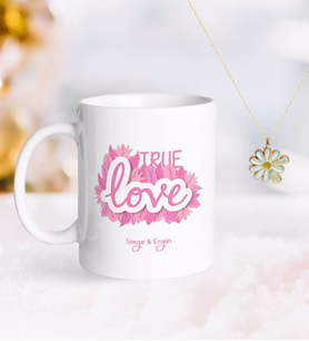 BK Gift Kişiye Özel Sevgililer Günü Kupa ve Çift İsimli Papatya Kolye-45 (Model 1)
