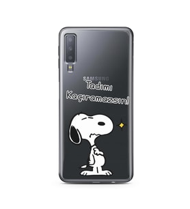 Snoopy Tasarımlı Süper Şeffaf Silikon Telefon Kılıfı Samsung A7 (2018)