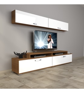 Decoraktiv Ekoflex 5 Slm Tv Ünitesi Tv Sehpası (Beyaz - Kahverengi)
