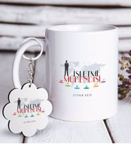 BK Gift Kişiye Özel Mesleki İşletme Mühendisi Beyaz Kupa ve Anahtarlık Hediye Seti (Model 1)