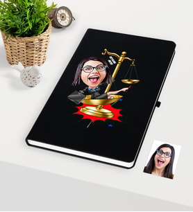 BK Gift Kişiye Özel Bayan Avukat Karikatürlü Siyah Defter - 4
