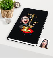 BK Gift Kişiye Özel Bayan Avukat Karikatürlü Siyah Defter - 4