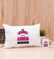 Canım Annem Dikdörtgen Yastık ve Beyaz Kupa Bardak