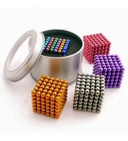 MOBGİFT Renkli Neocube 5mm Neodyum Mıknatıs 216 Parça Metal Kutulu