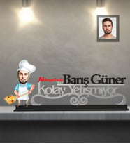 Kişiye Özel Frınıcı Karikatürlü Kolay Yetişmiyor Ahşap Biblo Bay-1