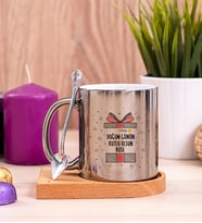 Doğum Günü Hediyesi Ahşap Altlıklı Silver Kupa Bardak