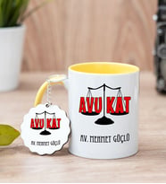 Avukat Sarı Kupa Bardak Ve Anahtarlık Set