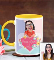 BK Gift Kişiye Özel Anneler Günü Temalı Karikatürlü Sarı Kupa Bardak Sa8