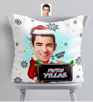 BK Gift Kişiye Özel Yılbaşı Temalı Bay Karikatürlü  Yastık - 1