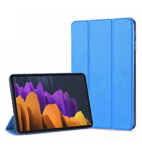 Microsonic Samsung Galaxy Tab S7 Plus T970 Kılıf Slim Translucent Back Smart Cover Mavi