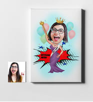 BK Gift Kişiye Özel Bayan Dünya Güzeli Karikatür Kanvas Tablo 50x70cm 1