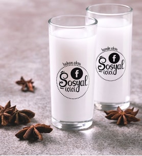 BK Gift Kişiye Özel Renkli Baskılı Sosyal İçici İkili Rakı Bardağı Seti-3 (Beyaz)