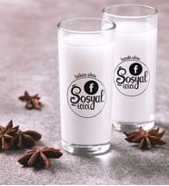 BK Gift Kişiye Özel Renkli Baskılı Sosyal İçici İkili Rakı Bardağı Seti-3 (Beyaz)