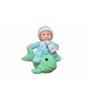 Hediyelik Sevimli Mavi Bebek Balık Biblo Polyester Süs Eşyası (Karışık)