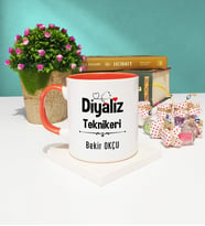 Diyaliz Teknikeri Tasarımlı Kişiye Özel Diyaliz Teknikeri Kupa Bardak Turuncu