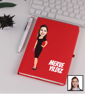 Kişiye Özel Karikatürize Defter Kalem Seti Kırmızı 91353