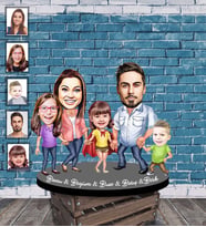 Kişiye Özel Aile Karikatürlü Ahşap Biblo  Mod-7