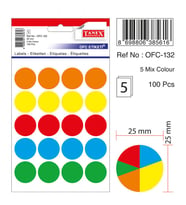 EV-OFİS NOKTA ETİKET 25MM 5 RENK 100 ETİKET