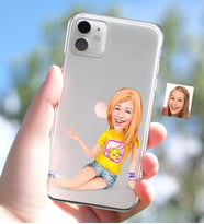 BK Gift Kişiye Özel Bayan Karikatürlü iPhone 11 İnce Şeffaf Silikon Telefon Kapağı-42 (Beyaz)