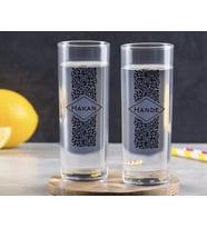BK Gift Kişiye Özel Renkli Baskılı İsimli İkili Vodka Bardağı-25 (Beyaz)