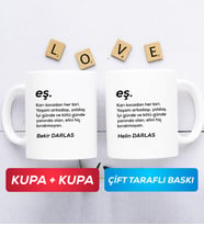 İkili Çiftlere Özel Eş Kupa Bardak Beyaz