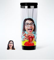 BK Gift Kişiye Özel Bayan Karikatürlü Çelik Termos Bardak  4